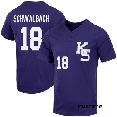 Men's Mason Schwalbach Kansas State Wildcats Replica Full-Button Baseball Jersey - Purple